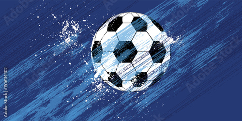 vector black grunge soccer ball on white and blue,eps10