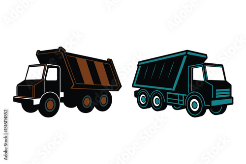 Dump Truck Silhouette Vector Illustration for Construction and Transport Design