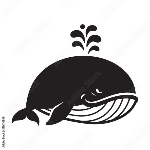 Adorable cartoon whale spouting water representing ocean wildlife and marine life