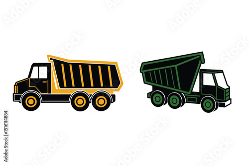 Dump Truck Silhouette Vector Illustration for Construction and Transport Design