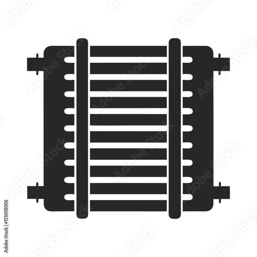 Condenser coil vector silhouette illustration isolated on white background