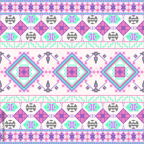 Pastel Tribal Geometric Pattern Seamless Design Ethnic Textile Background