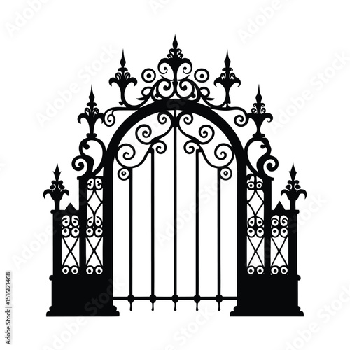 Victorian Gate Ornate Vector Silhouette