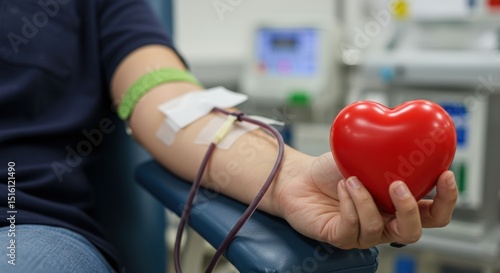 Blood donation process volunteer donating blood