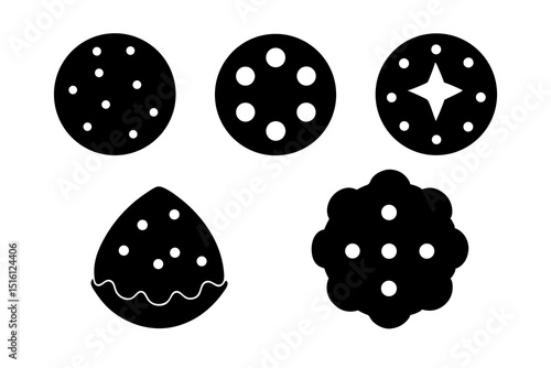 set of cookie vector silhouette illustration isolated on white background