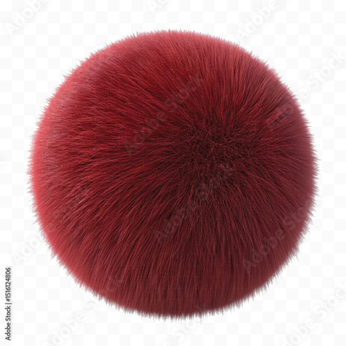 realistic fluffy ball or  pom poms in different color style isolated on transparent background