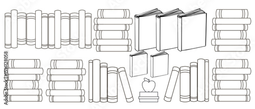 60 read books tracker vector design with bookshelfes; reading coloring sheet; instant digital download of printable horizontal colouring page with book spines