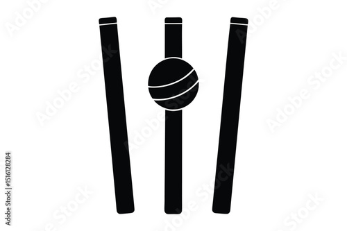 Classic Cricket Stumps Silhouette Design Ideal for Tournaments and Fan Graphics