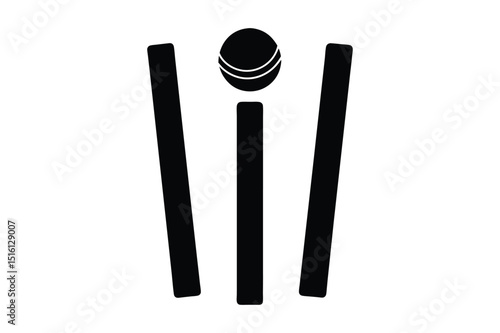 Bold Cricket Stumps Silhouette Perfect for Game Icons, Posters, and Print Use