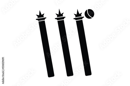 Minimal Cricket Stumps Silhouette Vector for Stadium, Match, and Sports Branding