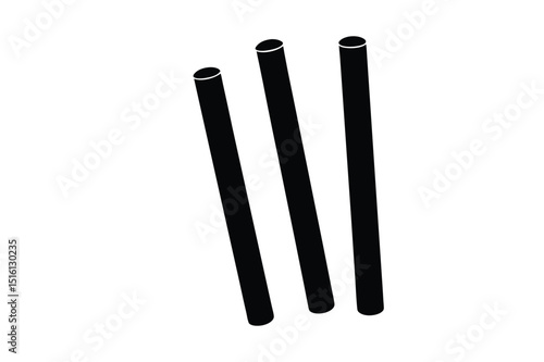Cricket Stumps Silhouette Vector for Sports Design, Logo, and Match Graphic Art
