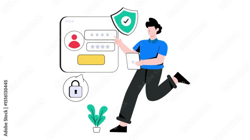 Profile security 2D Flat Animation. 