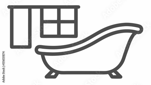 Serene Bathroom Illustration with Clawfoot Tub and Window Home Decor Interior Design Relaxation
