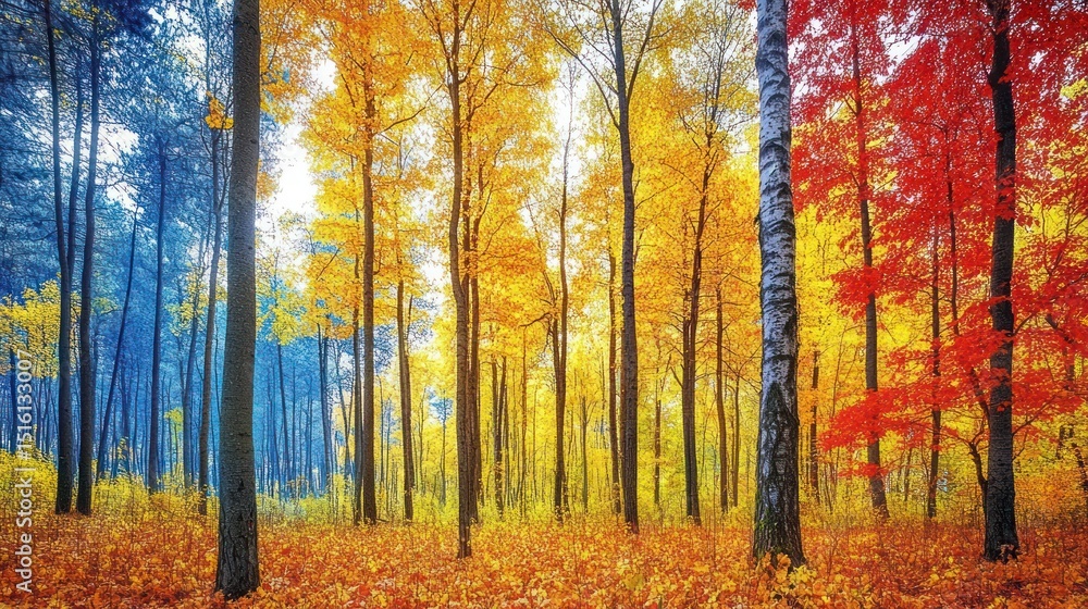 Fototapeta premium Autumn forest vibrant colors