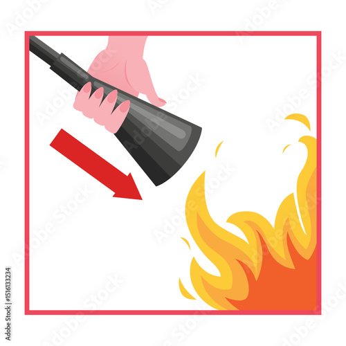 Fire extinguisher instruction. Fire prevention and extinguishing tips. Safety Information, poster or banner for website. Cartoon flat vector illustrations isolated on blue background