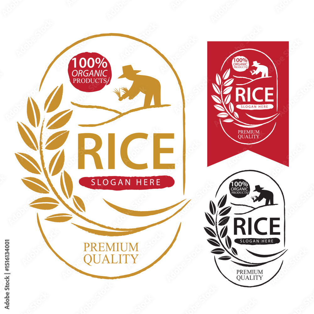 Obraz premium Rice. Logo design template vector illustration.
