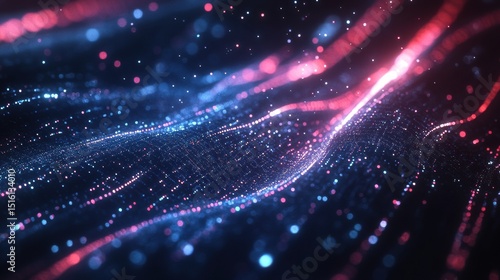 Abstract AI Visualization with Floating Luminous Data