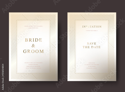Luxury golden vector wedding invitation card