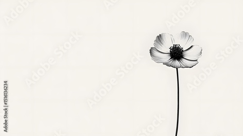 Wallpaper Mural Elegant Monochrome Flower Bloom Minimalist Botanical Illustration Torontodigital.ca