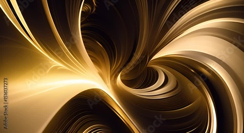 Abstract golden and white lines swirl and dance against a black background 4K