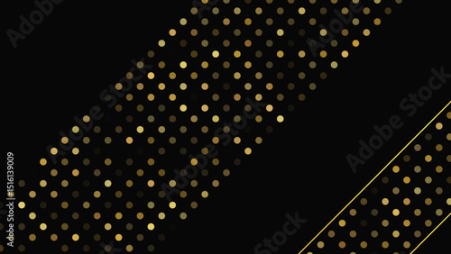 Dark background with golden lines and glittering dots