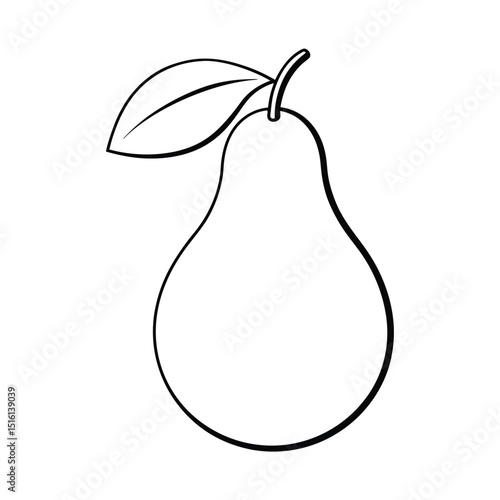 Pear with Leaf Sketch