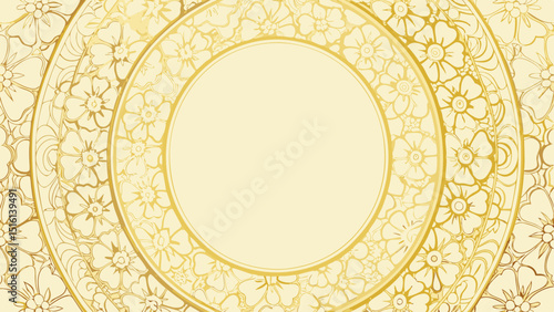 Ornate golden floral pattern design on a light background  