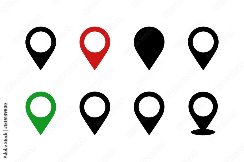 Fototapeta premium Location pin icon set gps map pointer navigation