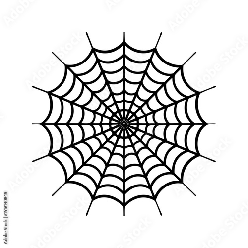 Arachnid Spider Web: Geometric and Intricate Web with Radial Symmetry in Black and White