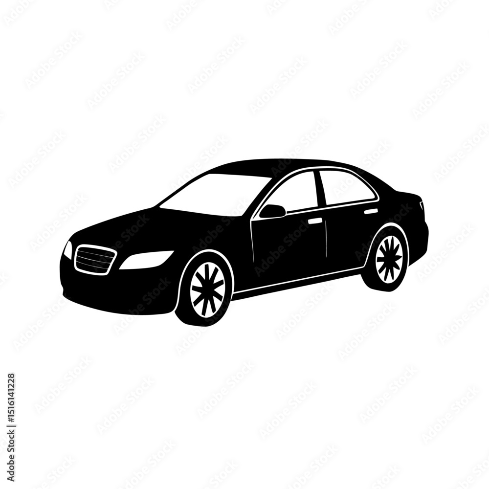Fototapeta premium Car Sedan Vector Design: Side View with Windows and Headlight
