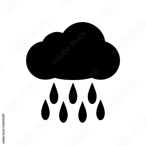Cloud with Rain Vector Design: Cloud with Three Droplets in Flat Style