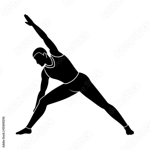 Warrior II Pose Variation: Back Hand Raised in a Strong Stretch