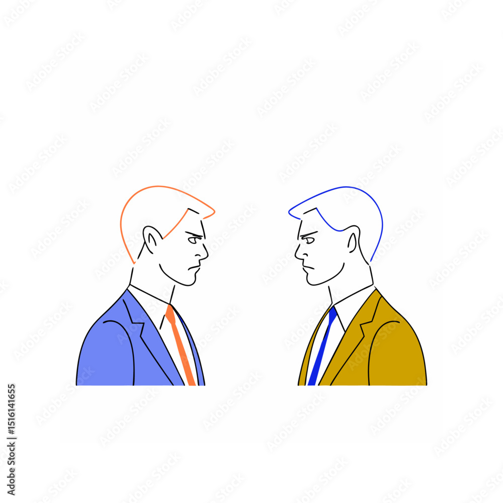 Flat Vector of Two Business Men – Opponents Standing Together Flat Vector of Two Business Men – Opponents Standing Together
