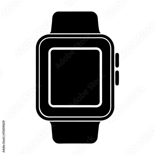 Vector Design of Smartwatch – Square Face with Wrist Strap in Flat Style