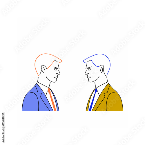Flat Vector of Two Business Men – Opponents Standing Together