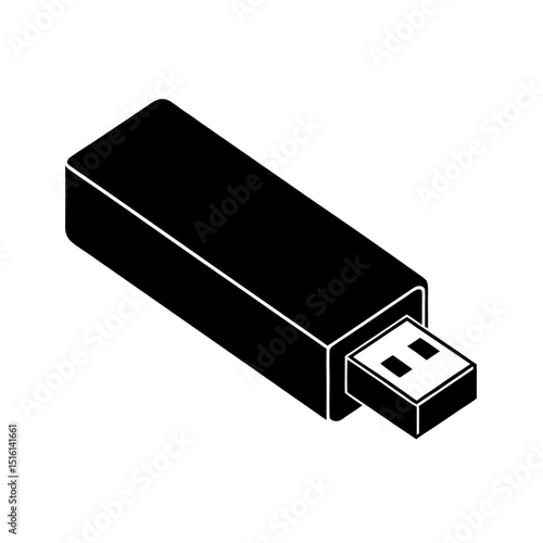 Vector Design of USB Drive – Rectangular Plug with Metal Tip