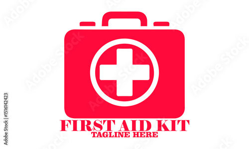 First aid kit silhouette icon vector illustration, First aid kit vector logo design and first aid kit red