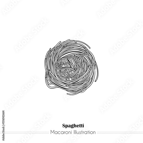 Spaghetti Italian Pasta. Vector hand-drawn sketch of food. Vintage style engraving. etching. Line art