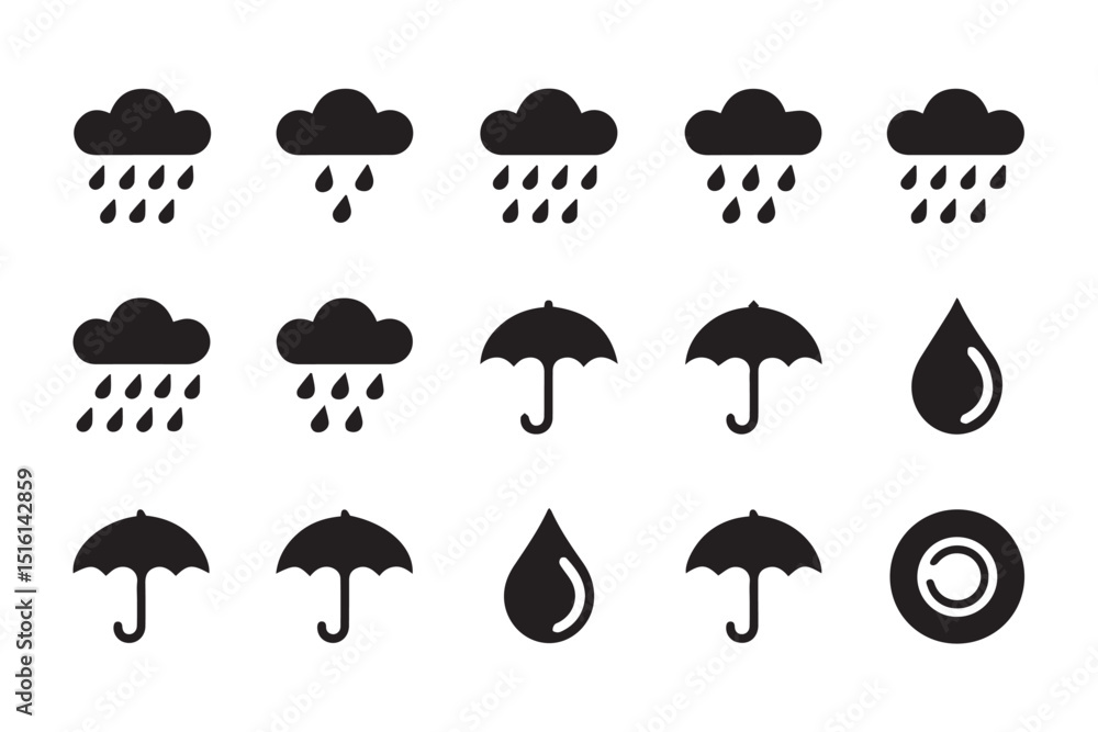 Weather Icons and Water Drop Symbols: A Collection of Simple, Flat-Design Images Weather Icons and Water Drop Symbols: A Collection of Simple, Flat-Design Images