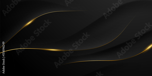 Abstract modern design black background with luxury golden elements vector illustration.