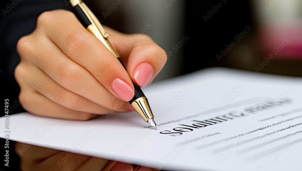 Hand signing a document Hand signing a document