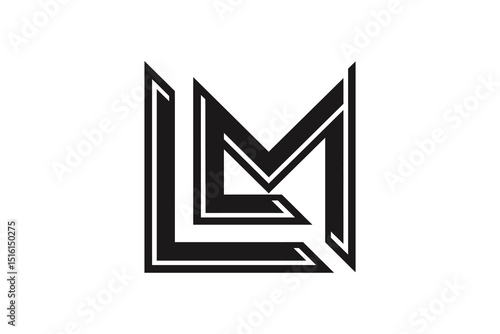A stylized black and white logo featuring the letters l and m intertwined