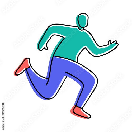 Cartoon person running icon in colorful flat style