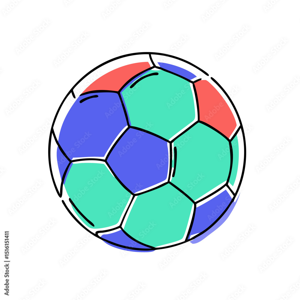 Fototapeta premium Soccer ball icon in colorful abstract doodle style
