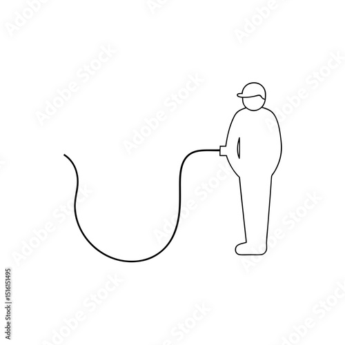 Coiled Pneumatic Air Hose For An Engineer On A Plain White Background