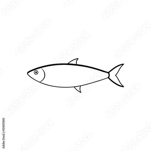 Small Anchovy Fish Illustration A Common Forage Fish On A White Background