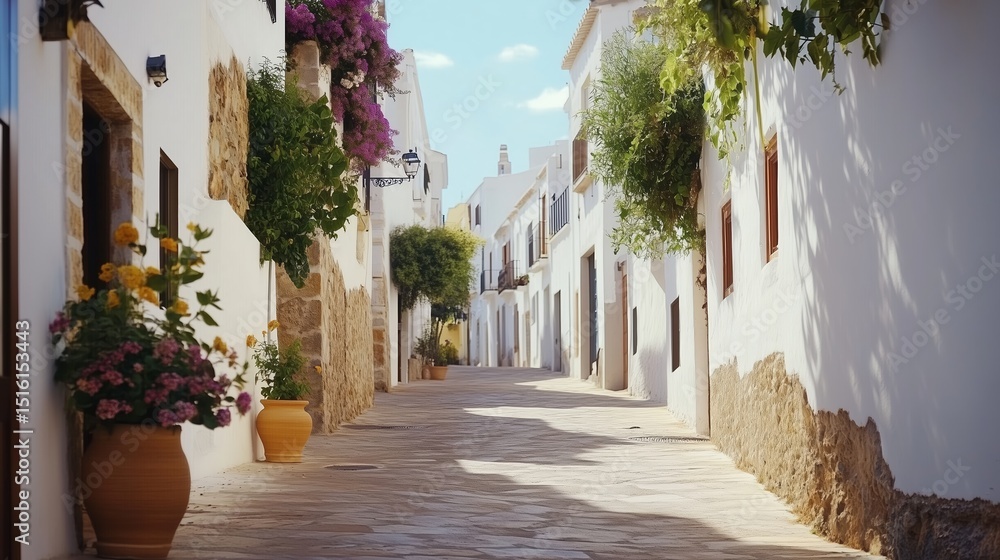 Obraz premium Peaceful and minimalist Ibiza Street.