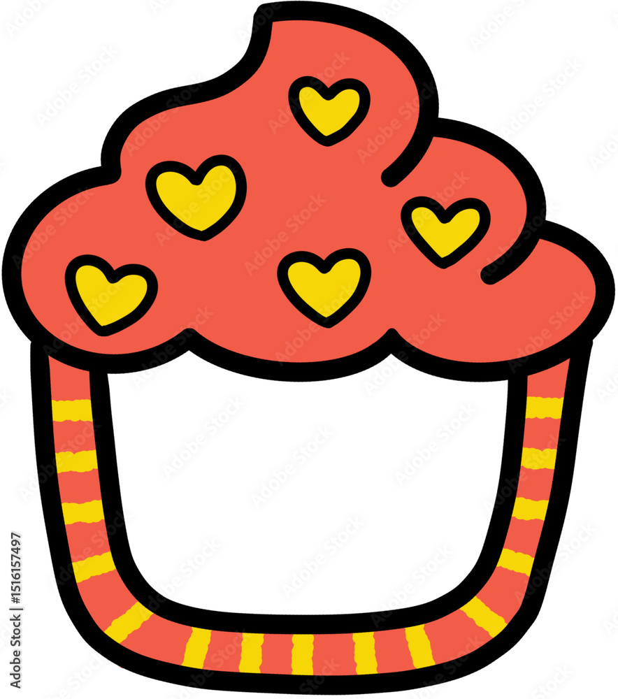 Cup cake frame PNG with cute hearts Sprinkle in many colours Cup cake frame PNG with cute hearts Sprinkle in many colours