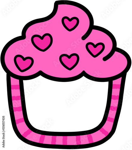 Cup cake frame PNG with cute hearts Sprinkle in many colours