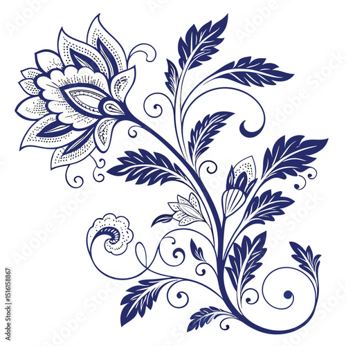 Blue and white porcelain floral motifs design